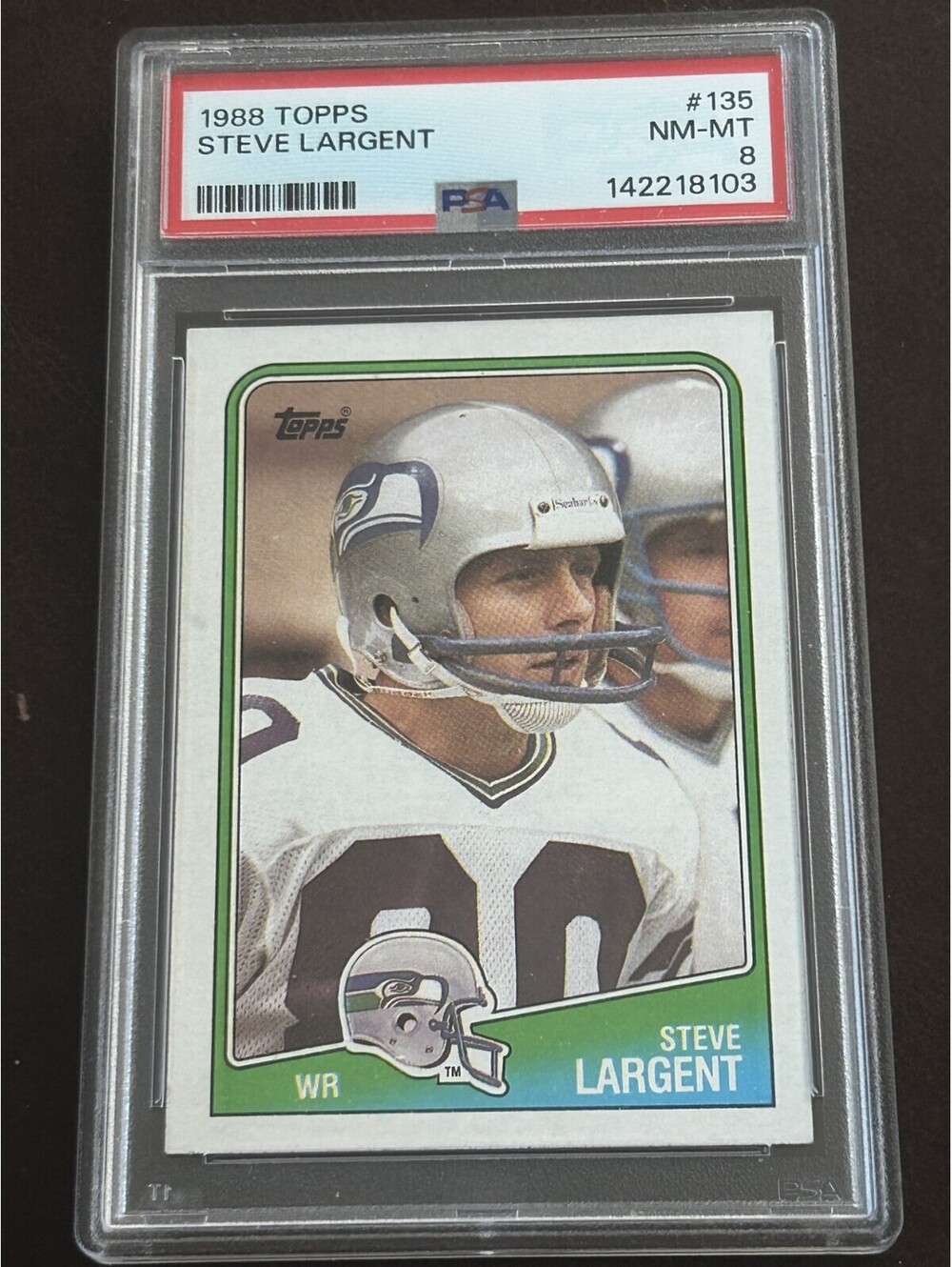 NFL HOF WR STEVE LARGENT VINTAGE 1988 TOPPS #135 PSA GRADED NM-MT 8